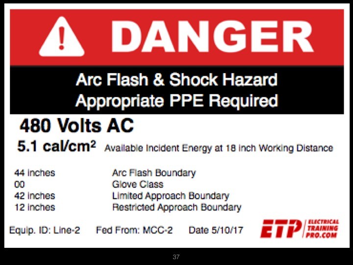 arc flash label from online 70e for managers